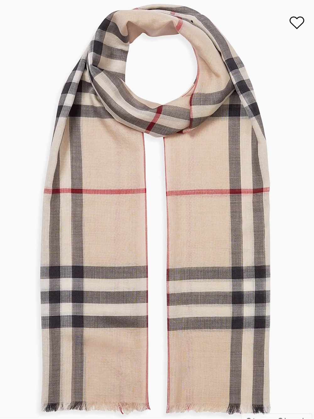 Burberry Lightweight Giant Check Wool & Silk Scarf